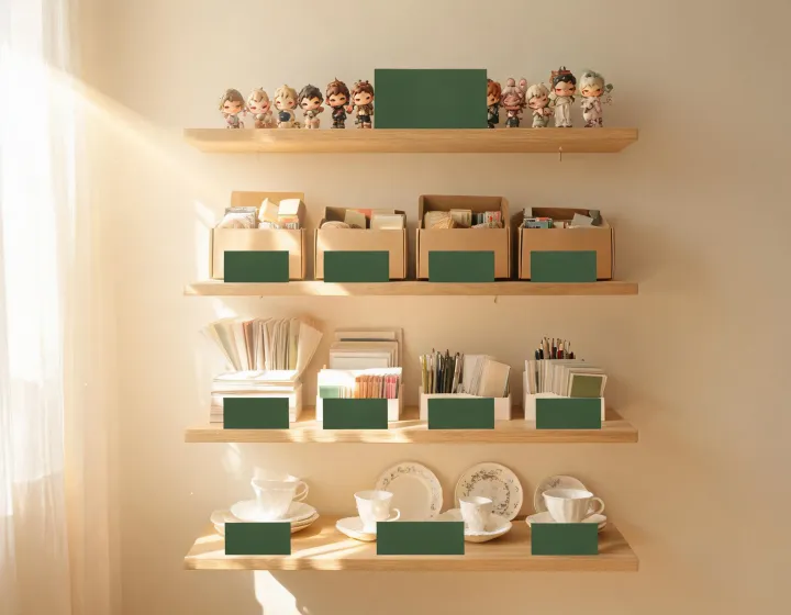Dimensions studio shelf with gift samples